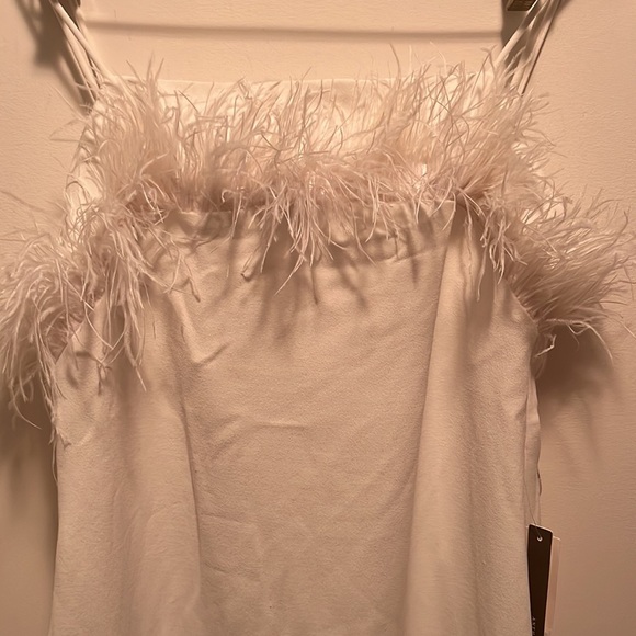NWT Anthropologie Elliatt Ivory Feather Trim MIDI in Size Large - Picture 8 of 17